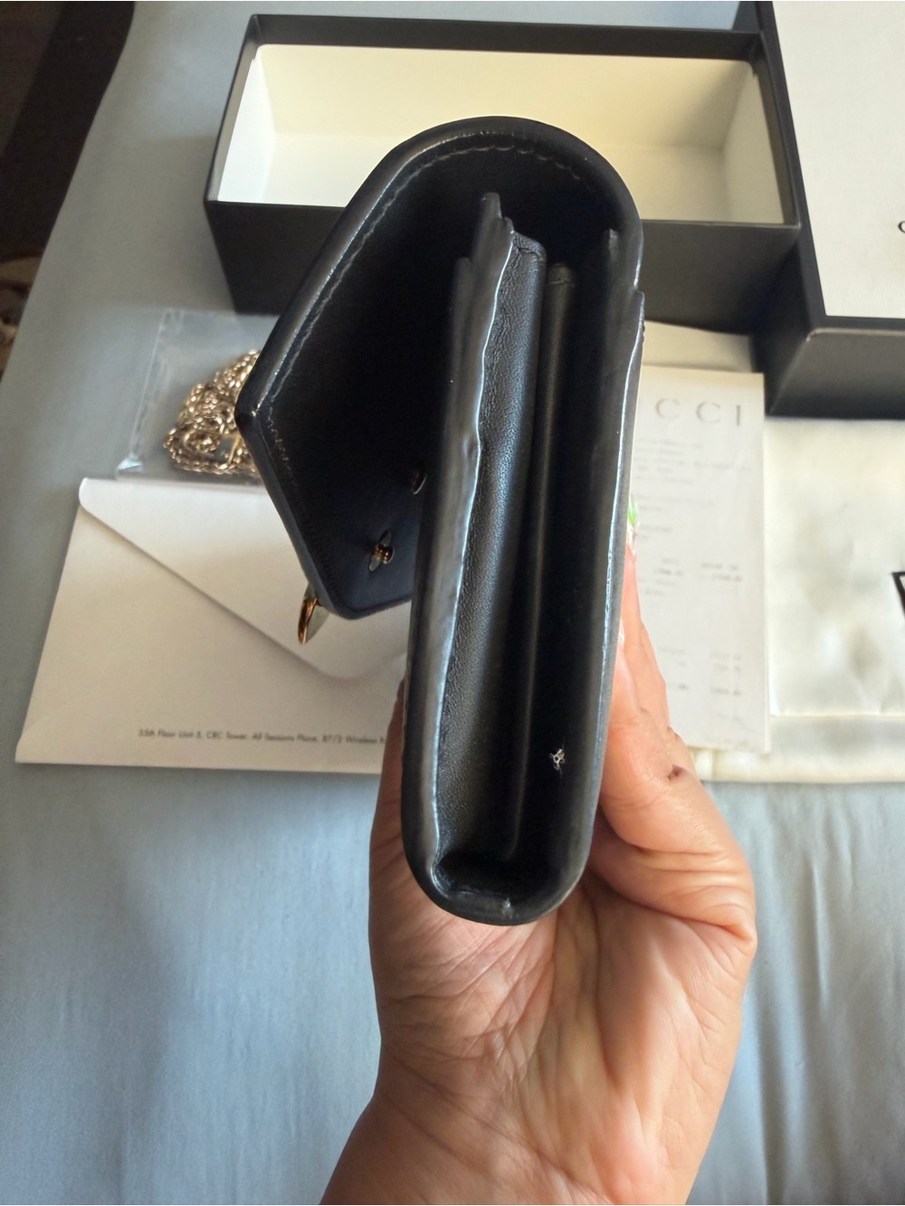 Gucci Black Leather Wallet with Green and Red Web Stripe and Gold Hardware - Picture 7 of 12